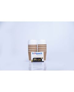 HOTPACK  KRAFT RIPPLE CUP  8 OZ + WHITE LIDS 10 PCS