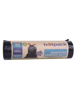 Hotpack Drawstring Garbage Bag Roll heavy duty  60x90 cm -20 Pcs-30Gallon